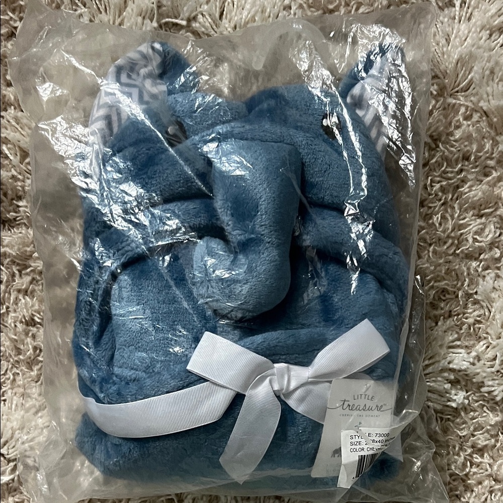 Blue Elephant Plush Hooded Blanket
